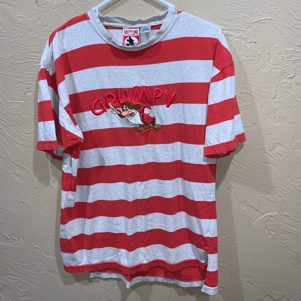 Vintage Mickey Inc. Grumpy Embroidered Striped Tee